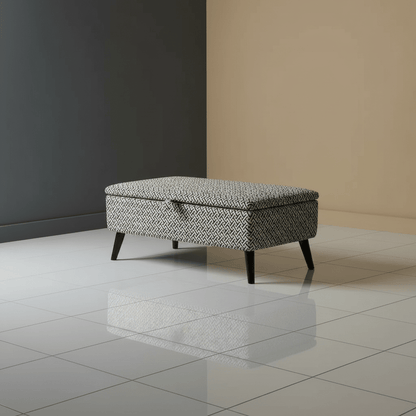 Premium Eden Embossed Pattern Storage Footstool Ottoman – Window Bay Seat & Multi - Use Coffee Table Bench - ISTOOLS