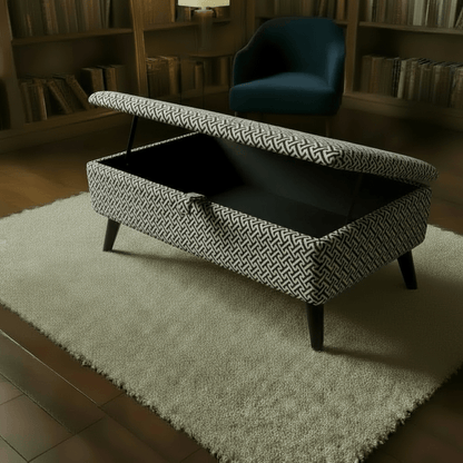 Premium Eden Embossed Pattern Storage Footstool Ottoman – Window Bay Seat & Multi - Use Coffee Table Bench - ISTOOLS