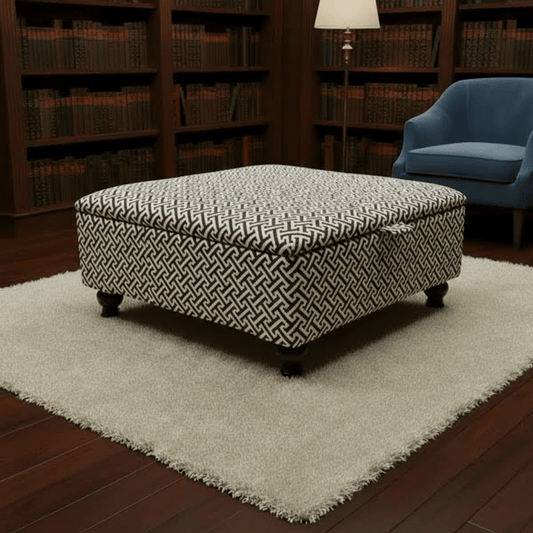 Premium Eden Embossed Pattern Storage Footstool Ottoman – Window Bay Seat & Multi - Use Coffee Table Bench - ISTOOLS