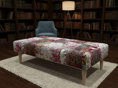 Premium Elle Patterned Fabric Footstool Ottoman – Multi - Use Pouffe & Footrest Table - ISTOOLS