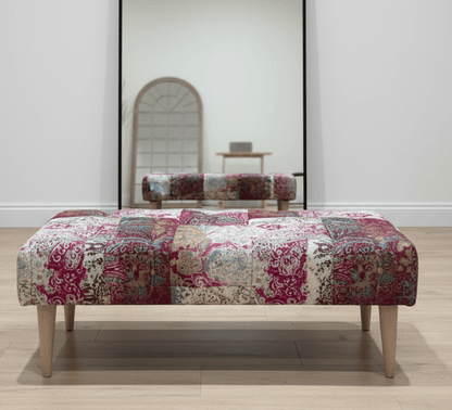 PREMIUM Elle PRINTED PATTERN FABRIC FOOTSTOOL POUFFE FOOTREST TABLE - ISTOOLS