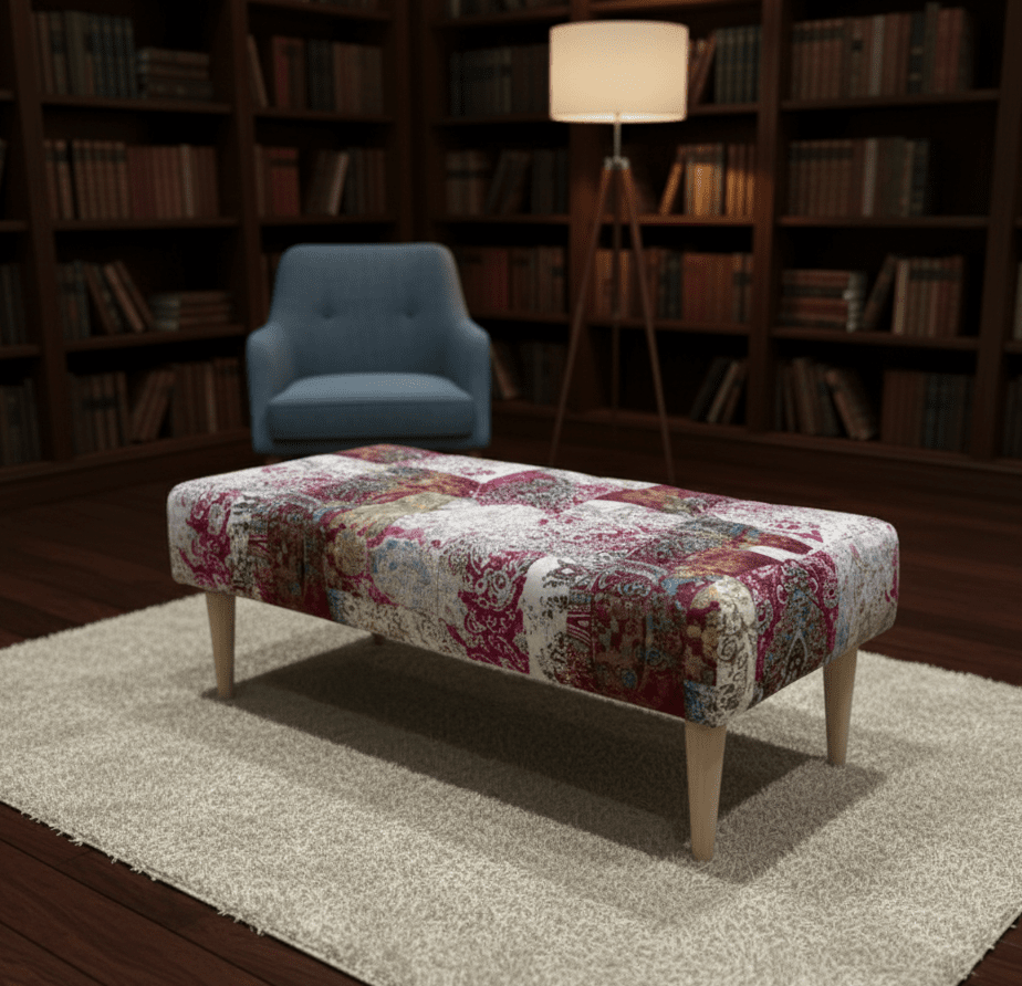 PREMIUM Elle PRINTED PATTERN FABRIC FOOTSTOOL POUFFE FOOTREST TABLE - ISTOOLS