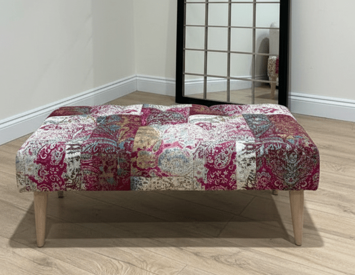 PREMIUM Elle PRINTED PATTERN FABRIC FOOTSTOOL POUFFE FOOTREST TABLE - ISTOOLS