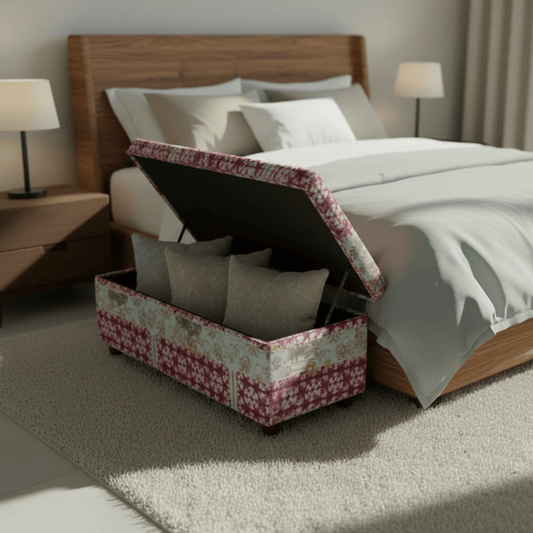 Premium End of Bed Storage Bench Smooth Lid Designer Motif UK - ISTOOLS