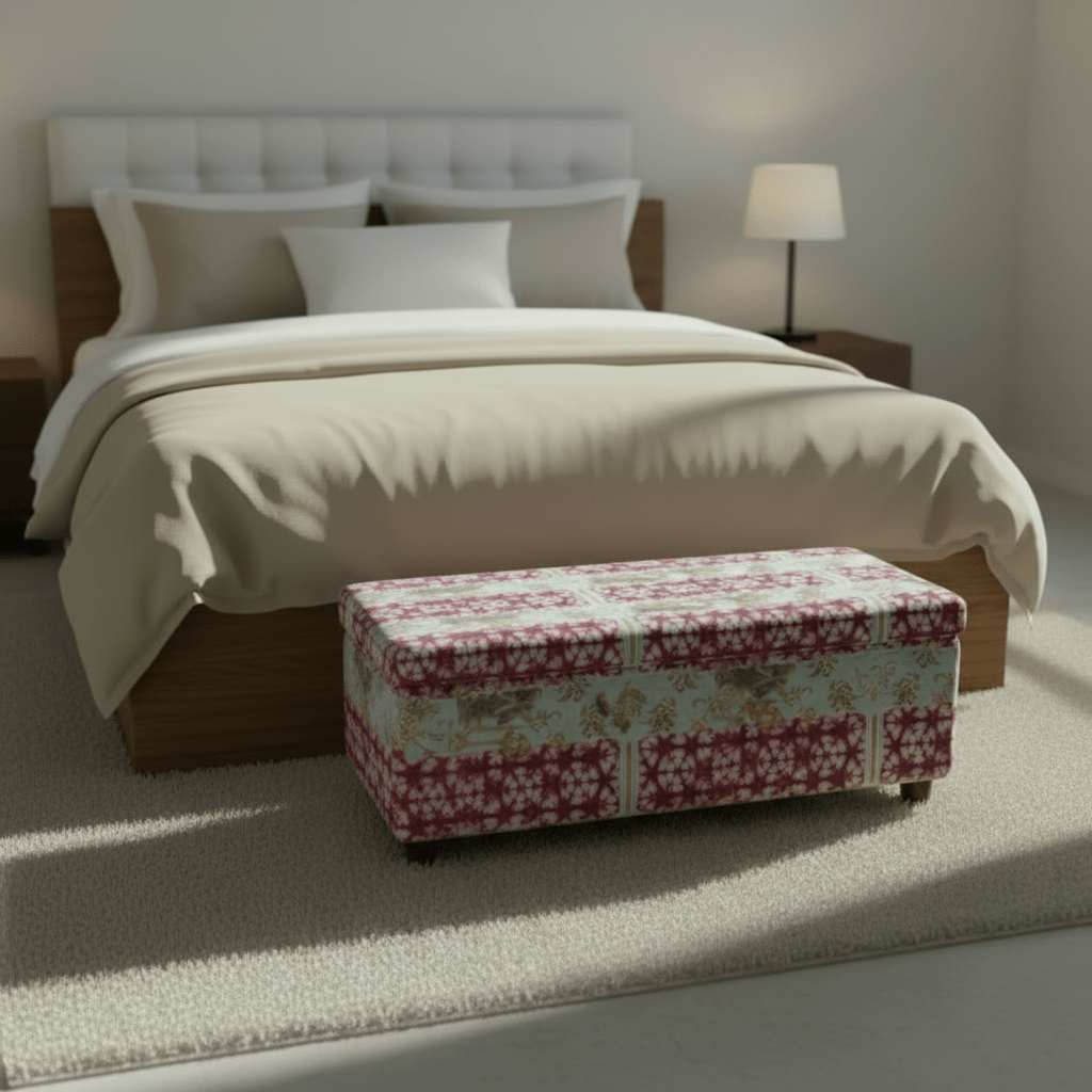Premium End of Bed Storage Bench Smooth Lid Designer Motif UK - ISTOOLS