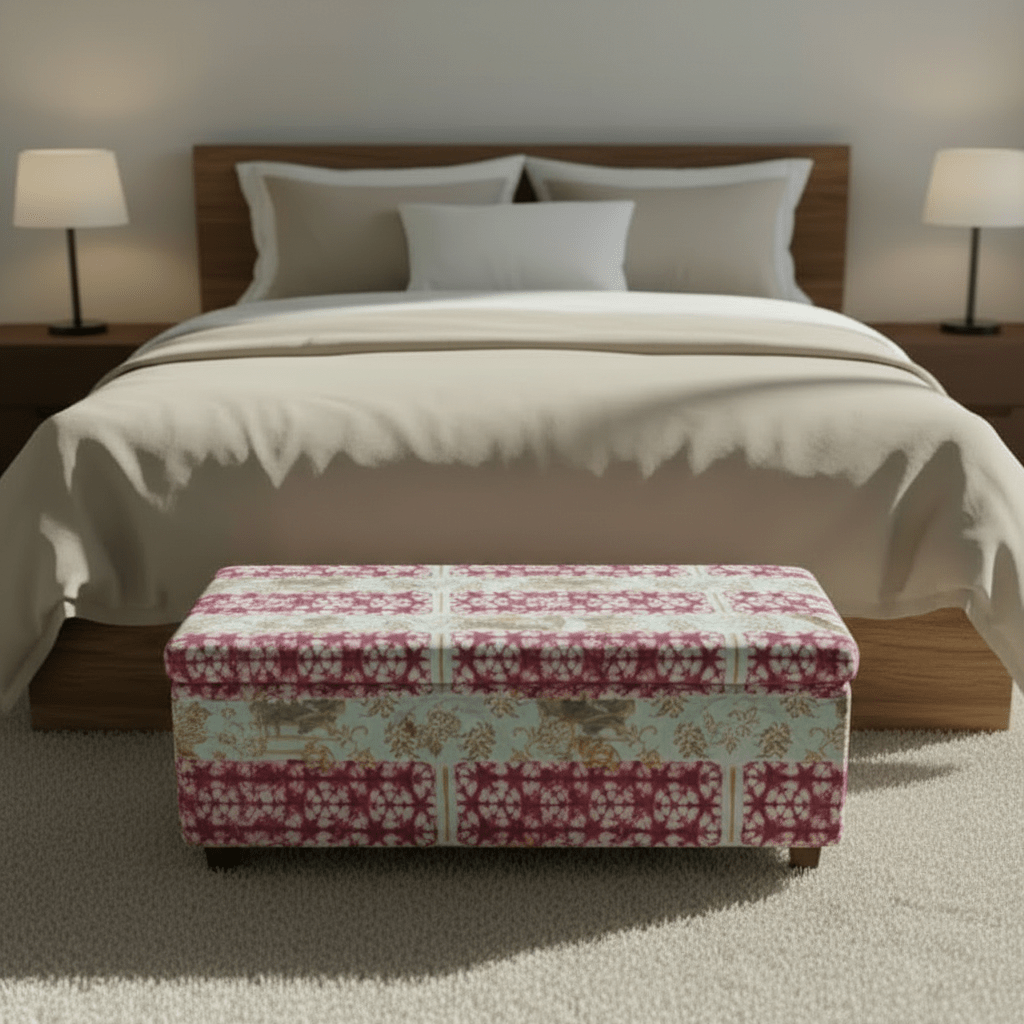 Premium End of Bed Storage Bench Smooth Lid Designer Motif UK - ISTOOLS