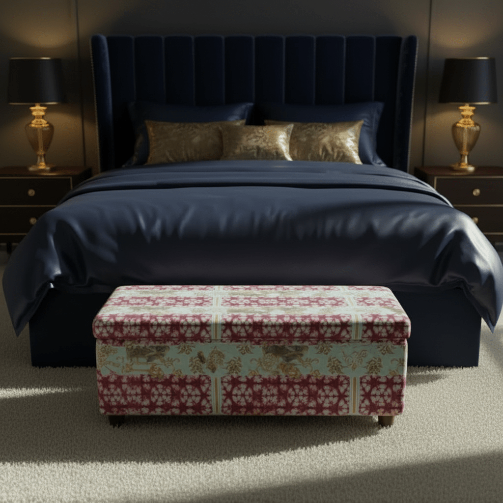 Premium End of Bed Storage Bench Smooth Lid Designer Motif UK - ISTOOLS