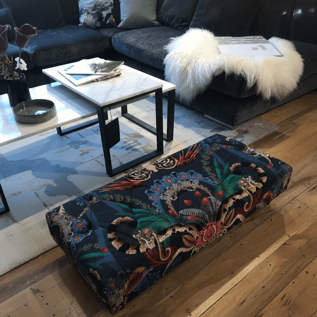 Premium Floor Standing Ottoman Tufted Plain Velvet non - storage bec - ISTOOLS