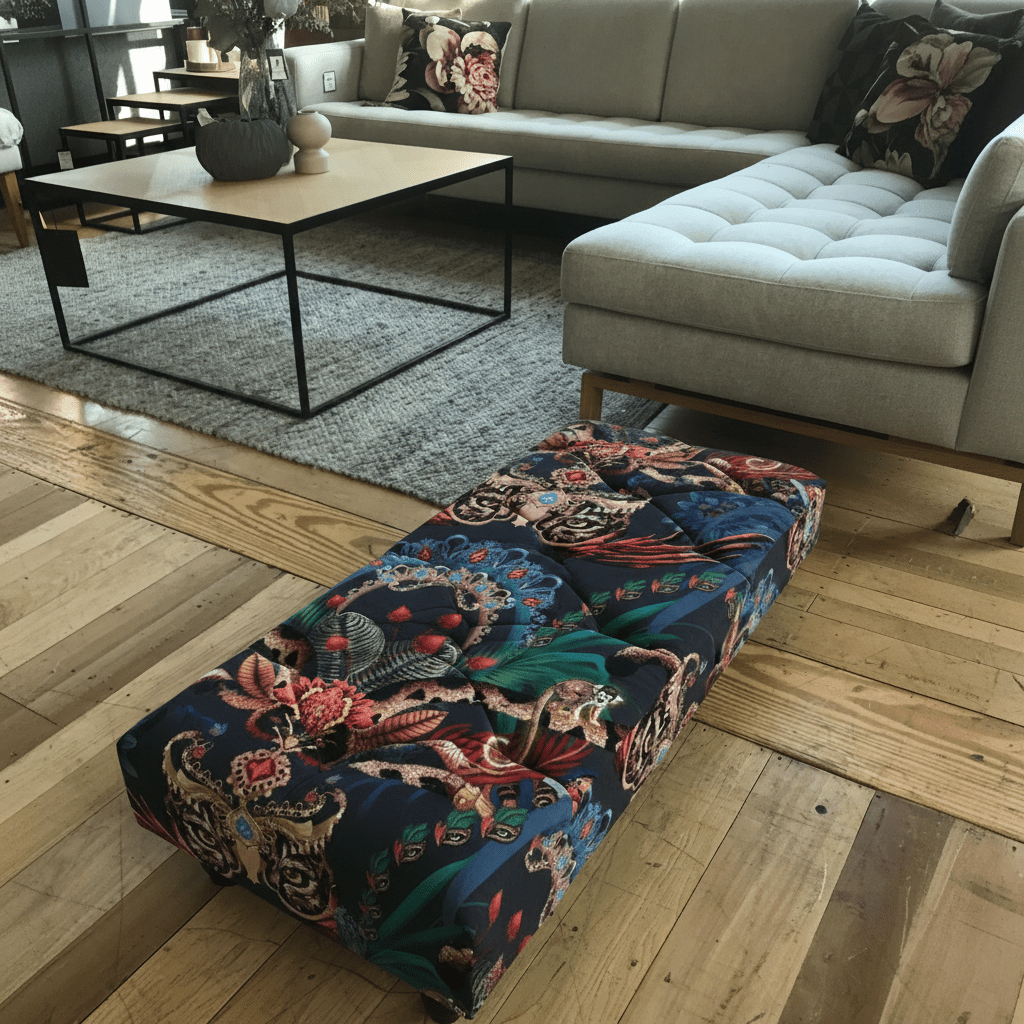 Premium Floor Standing Ottoman Tufted Plain Velvet non - storage bec - ISTOOLS