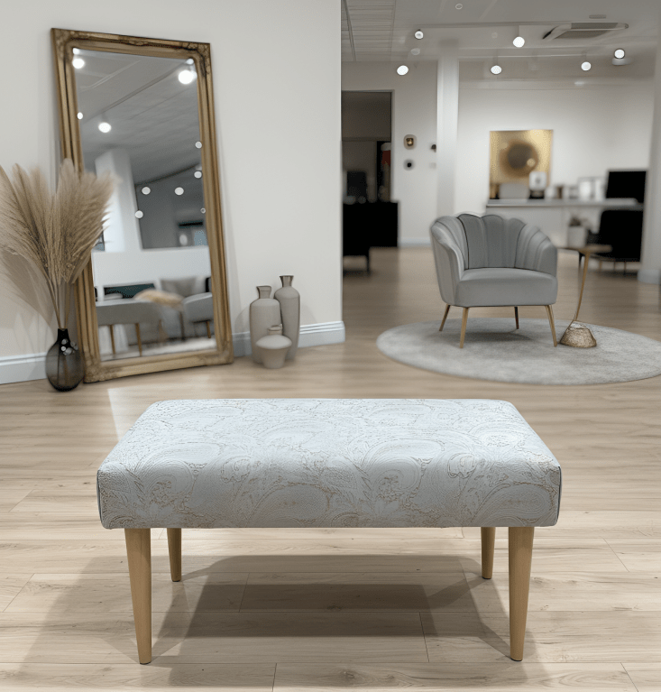 Elegant Champagne Color Footstool with Lift-Top Storage - ISTOOLS
