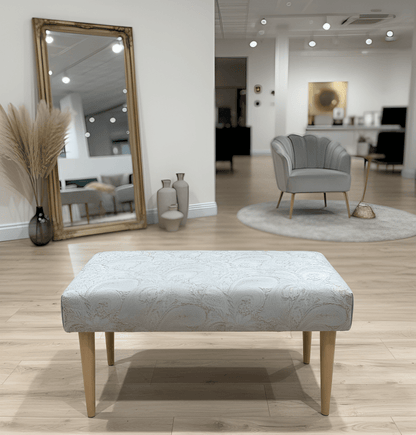 Elegant Champagne Color Footstool with Lift-Top Storage - ISTOOLS