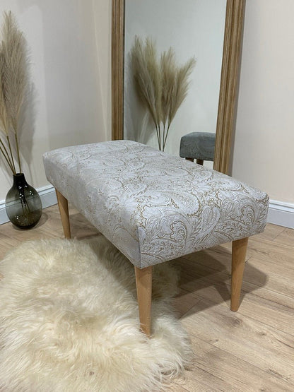 Premium floral patterned champagne colour coffee table bench footstool - ISTOOLS