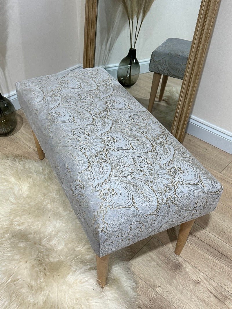 Premium floral patterned champagne colour coffee table bench footstool - ISTOOLS