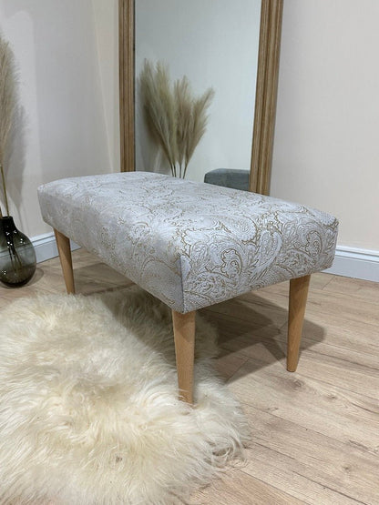 Premium floral patterned champagne colour coffee table bench footstool - ISTOOLS