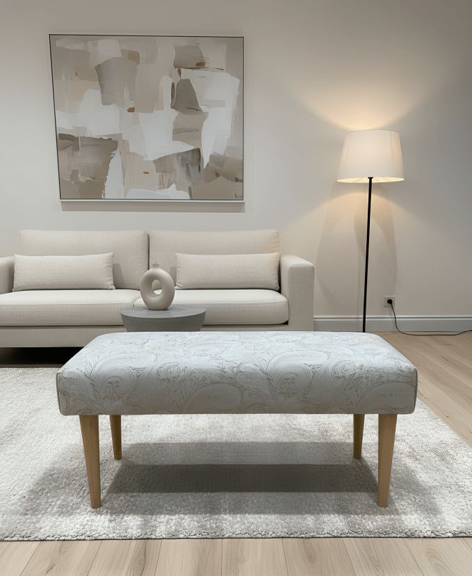 Premium floral patterned champagne colour coffee table bench footstool - ISTOOLS