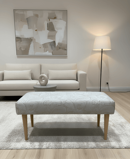 Premium floral patterned champagne colour coffee table bench footstool - ISTOOLS