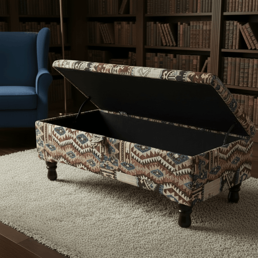Premium Footstool Blanket Box Multi - Toned Finish UK - ISTOOLS