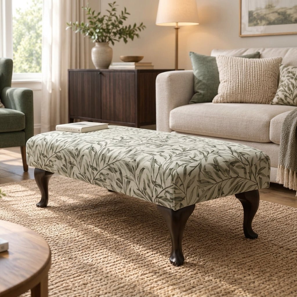 Premium Green Upholstered Footstool Bench – Coffee Table Ottoman & Pouffe Footrest UK - ISTOOLS