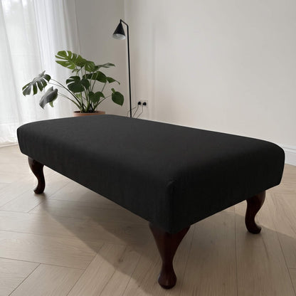PREMIUM HANDCRAFTED FOOTSTOOL CUSTOM NON STORAGE OTTOMAN BESPOKE UPHOLSTERED SEATING PLAIN FABRIC LIVING ROOM COFFEE TABLE - ISTOOLS
