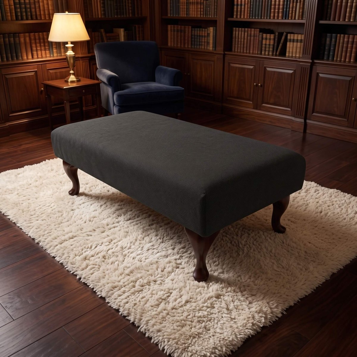 PREMIUM HANDCRAFTED FOOTSTOOL CUSTOM NON STORAGE OTTOMAN BESPOKE UPHOLSTERED SEATING PLAIN FABRIC LIVING ROOM COFFEE TABLE - ISTOOLS