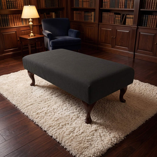 PREMIUM HANDCRAFTED FOOTSTOOL CUSTOM NON STORAGE OTTOMAN BESPOKE UPHOLSTERED SEATING PLAIN FABRIC LIVING ROOM COFFEE TABLE - ISTOOLS