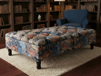 Premium Handmade Damask Multicolour Storage Ottoman Bench – UK Storage Seat & Coffee Table - ISTOOLS