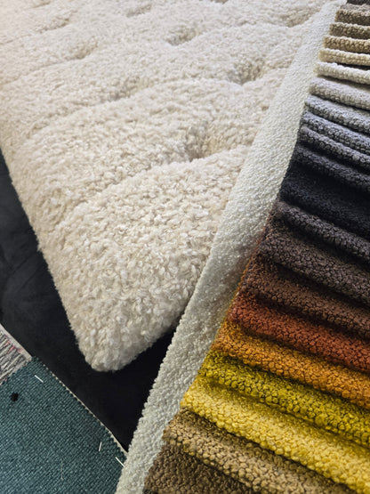 Premium large Teddy Bear Fluffy Creamy White Plain Top Footstool Coffee Table - ISTOOLS