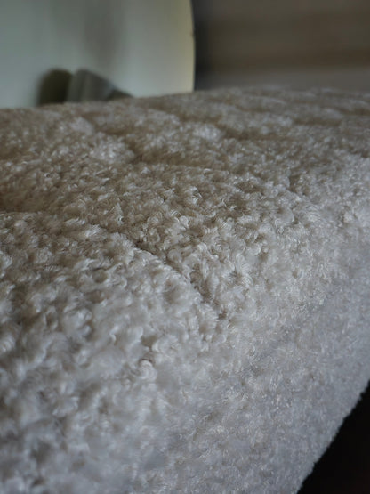 Premium large Teddy Bear Fluffy Creamy White Plain Top Footstool Coffee Table - ISTOOLS