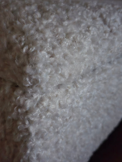 Premium large Teddy Bear Fluffy Creamy White Plain Top Footstool Coffee Table - ISTOOLS