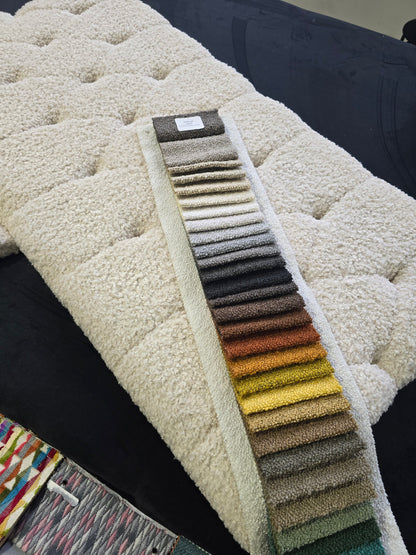 Premium large Teddy Bear Fluffy Creamy White Plain Top Footstool Coffee Table - ISTOOLS