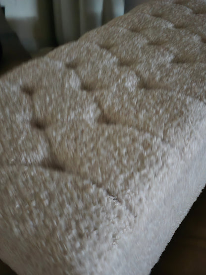 Premium large Teddy Bear Fluffy Creamy White Plain Top Footstool Coffee Table - ISTOOLS