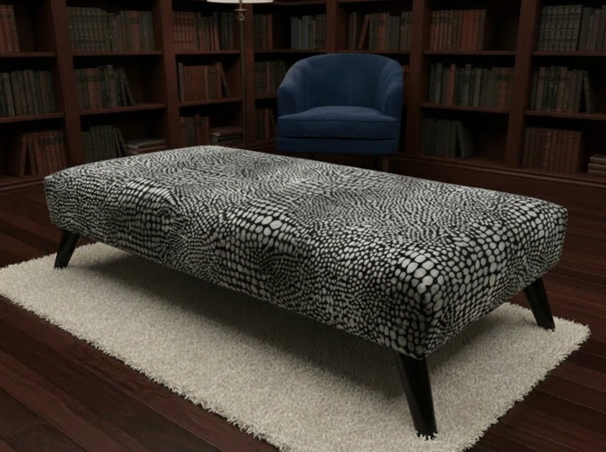Premium Leopard Print Ottoman Bench – Fabric Footstool & Coffee Table (Non - Storage) - ISTOOLS