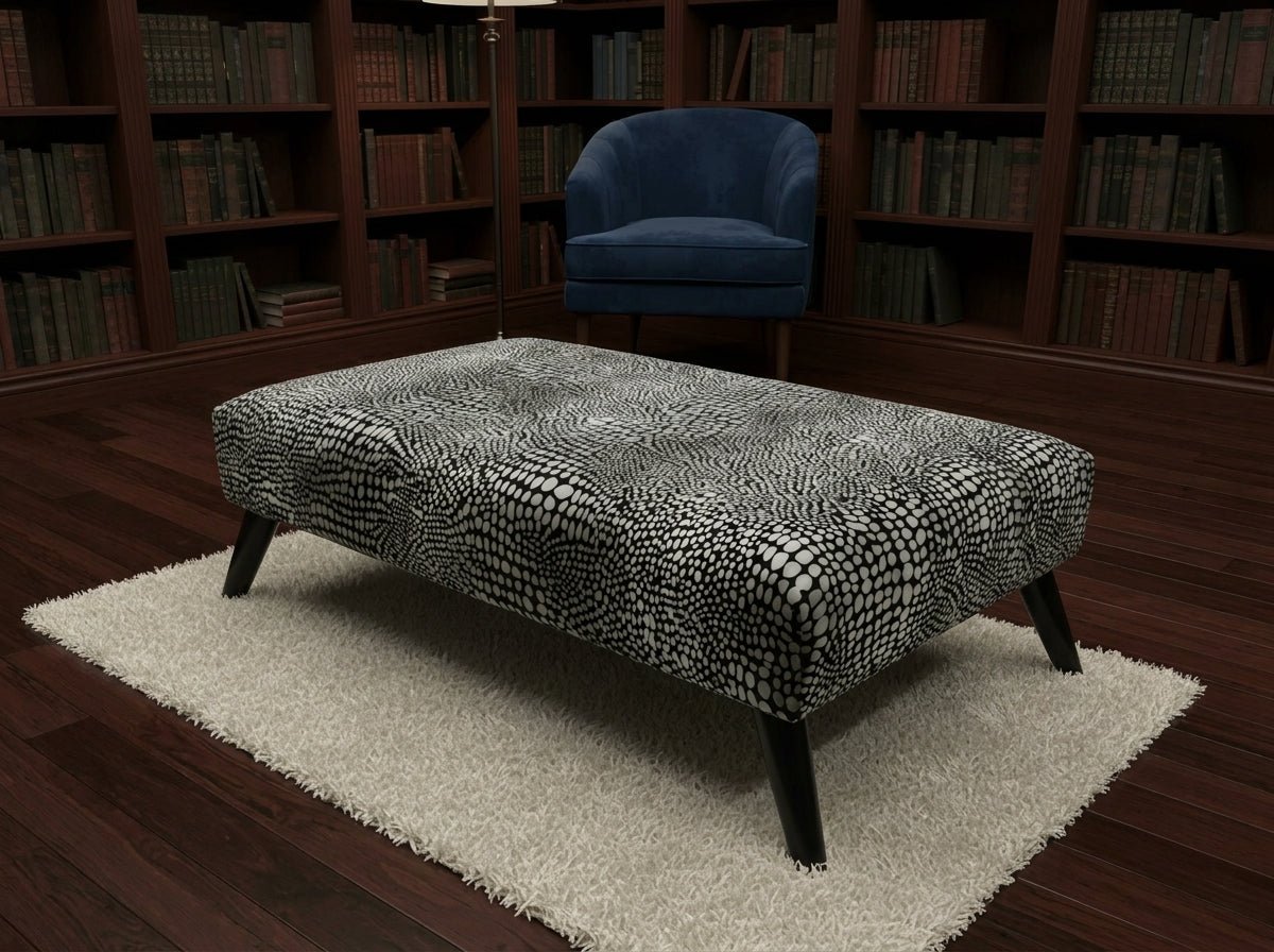Premium Leopard Print Ottoman Bench – Fabric Footstool & Coffee Table (Non - Storage) - ISTOOLS
