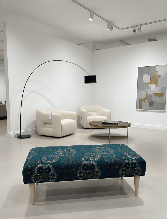 PREMIUM LOOP FLORAL GREEN PATTERN FOOTSTOOL CIRCLE BENCH COFFEE TABLE - ISTOOLS