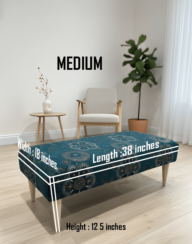 PREMIUM LOOP FLORAL GREEN PATTERN FOOTSTOOL CIRCLE BENCH COFFEE TABLE - ISTOOLS