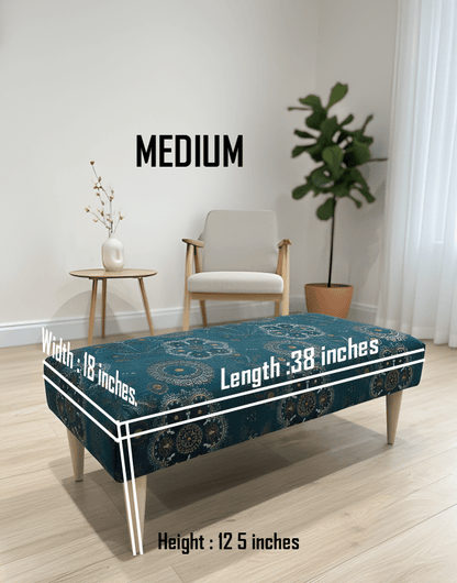 PREMIUM LOOP FLORAL GREEN PATTERN FOOTSTOOL CIRCLE BENCH COFFEE TABLE - ISTOOLS