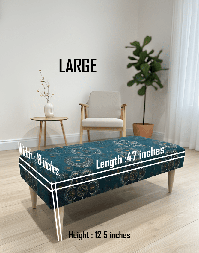 PREMIUM LOOP FLORAL GREEN PATTERN FOOTSTOOL CIRCLE BENCH COFFEE TABLE - ISTOOLS