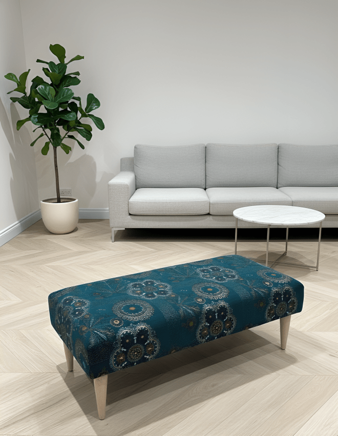 Multi-functional Floral Green Footrest Ottoman Bench for Extra Seating - ISTOOLS