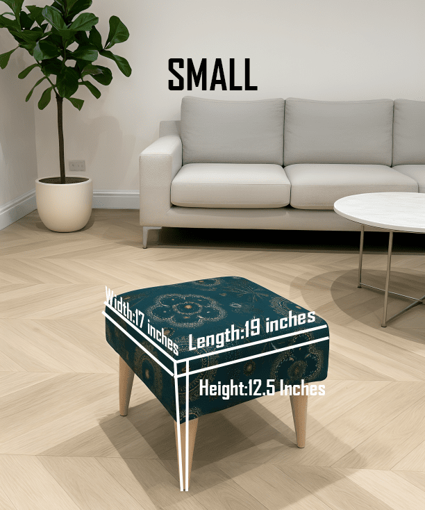 PREMIUM LOOP FLORAL GREEN PATTERN FOOTSTOOL CIRCLE BENCH COFFEE TABLE - ISTOOLS