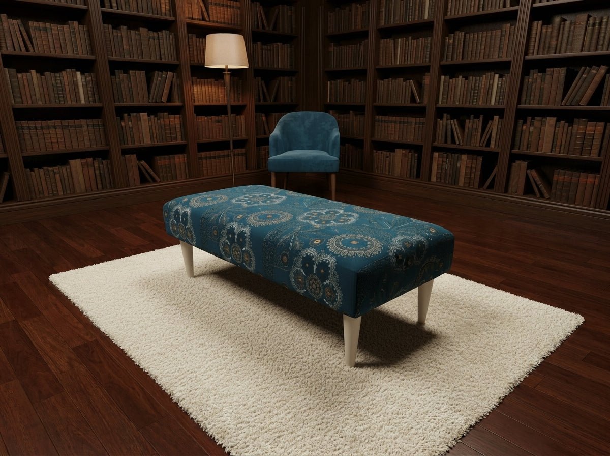 Premium Loop Floral Green Pattern Footstool – Versatile Ottoman Bench & Coffee Table - ISTOOLS