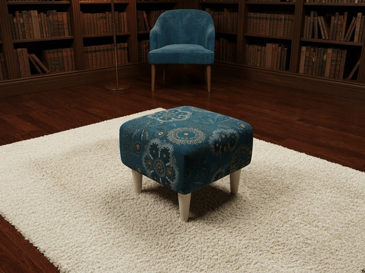 Premium Loop Floral Green Pattern Footstool – Versatile Ottoman Bench & Coffee Table - ISTOOLS