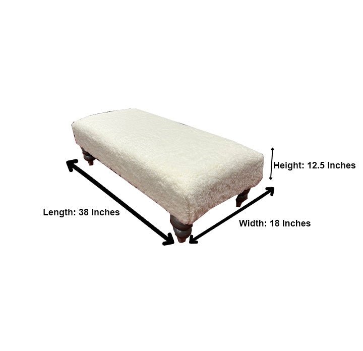 Premium Luxury Footstool with Cozy fur| off white Creamy Footstool Bench - ISTOOLS