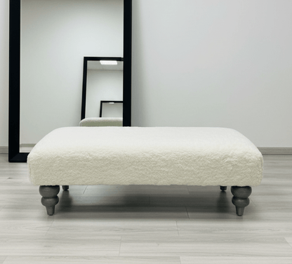 Premium Luxury Footstool with Cozy fur| off white Creamy Footstool Bench - ISTOOLS