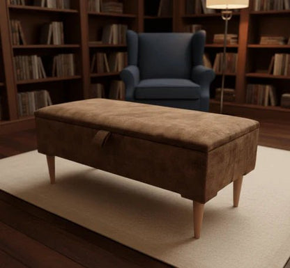 Premium marble Brown Storage Ottoman Bench – Multi - Purpose Coffee Table & Extra Seating | ISTOOLS - ISTOOLS