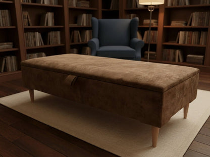 Premium marble Brown Storage Ottoman Bench – Multi - Purpose Coffee Table & Extra Seating | ISTOOLS - ISTOOLS