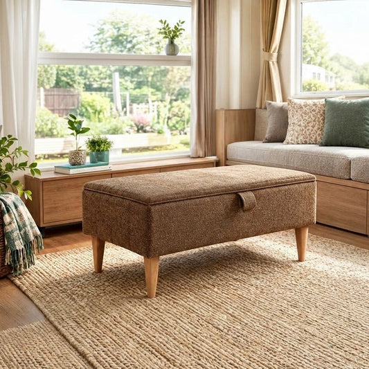 Premium marble Brown Storage Ottoman Bench – Multi-Purpose Coffee Table & Extra Seating | ISTOOLS - ISTOOLS