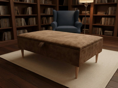 Premium marble Brown Storage Ottoman Bench – Multi - Purpose Coffee Table & Extra Seating | ISTOOLS - ISTOOLS