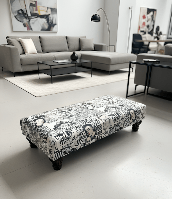 Versatile footstool pouffe ottoman in memory foam and durable upholstery fabric - ISTOOLS
