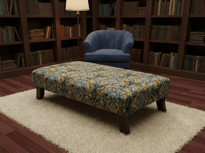 Premium Mustard Floral Footstool Ottoman – Stylish & Multi - Purpose Seating Solution - ISTOOLS