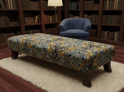 Premium Mustard Floral Footstool Ottoman – Stylish & Multi - Purpose Seating Solution - ISTOOLS